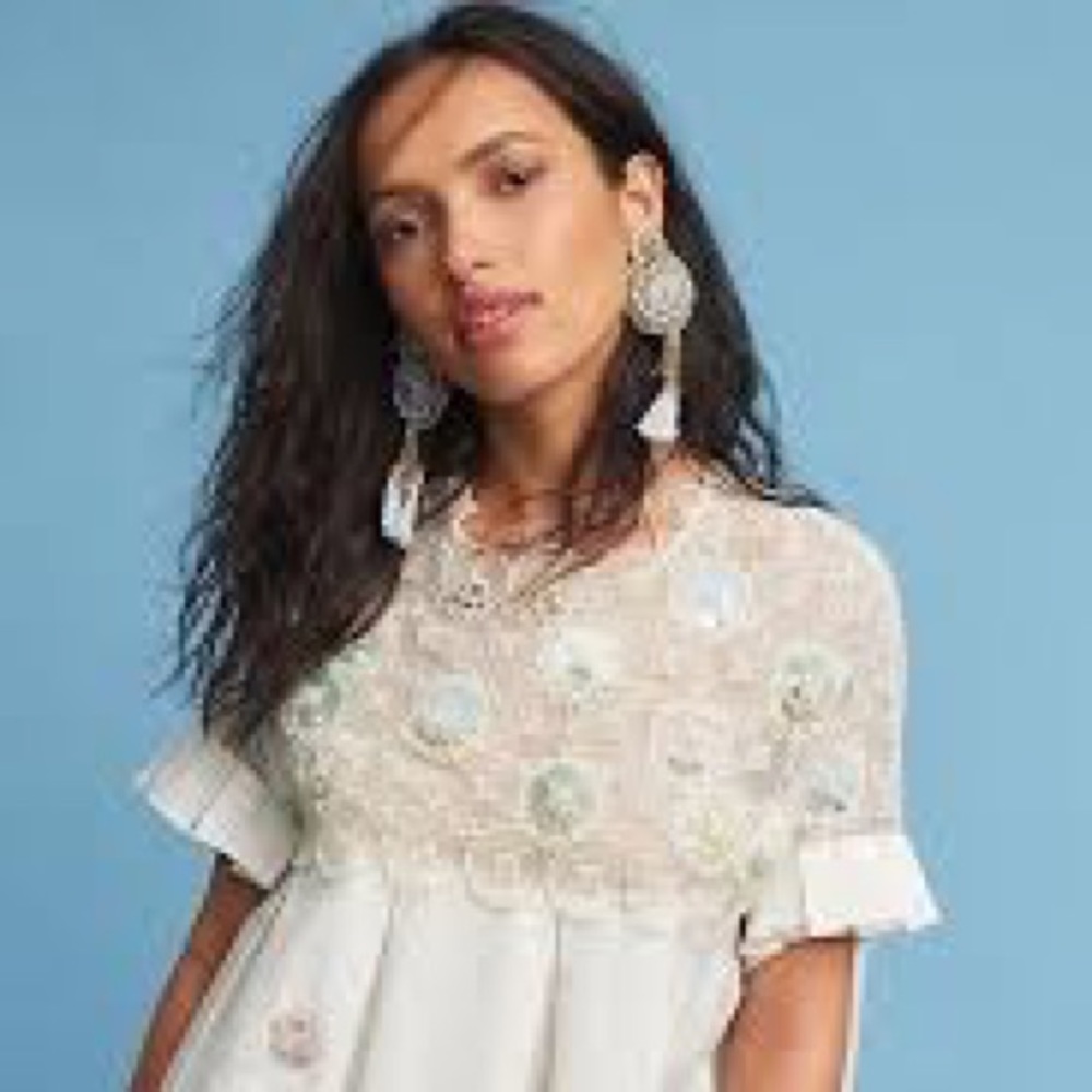 Anthropologie UK Carousel Pleated Swing Blouse
